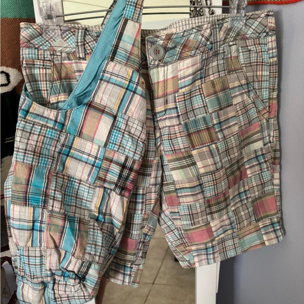 2 piece Madras Aeropostale Plaid Women's Shorts - matching hobo bag Multicolor